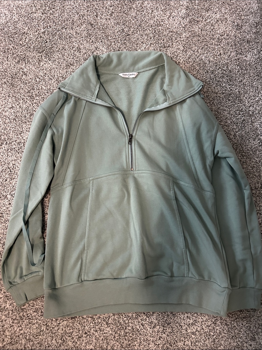 Half-Zip Pullover Hoodie in Sage Green by Pretty Garden